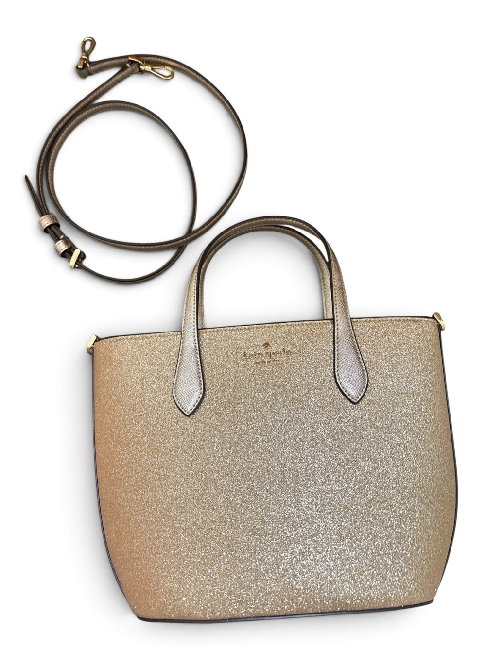 Kate Spade Gold Glitter Tote Bag with Strap